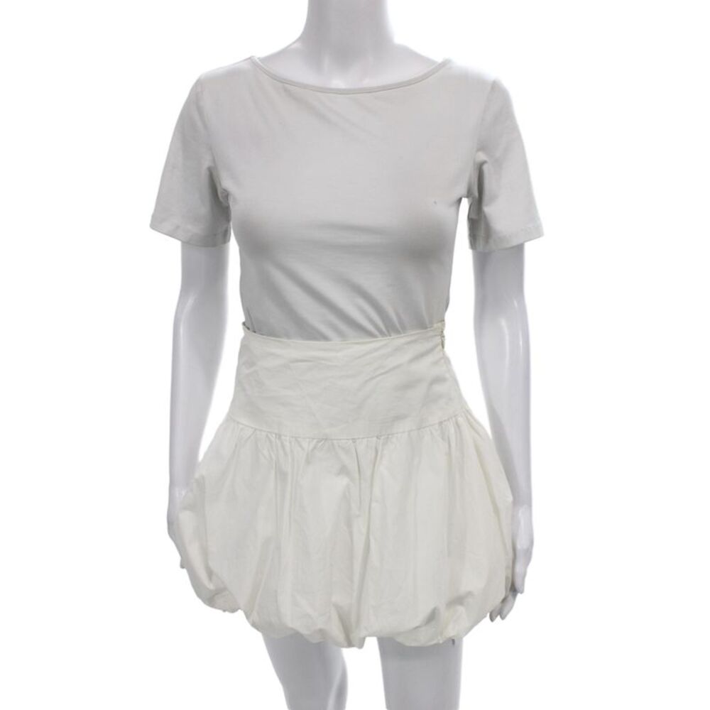 Faithfull Womens Mini Skirt White Solid 100% Cotton Zip Size 2